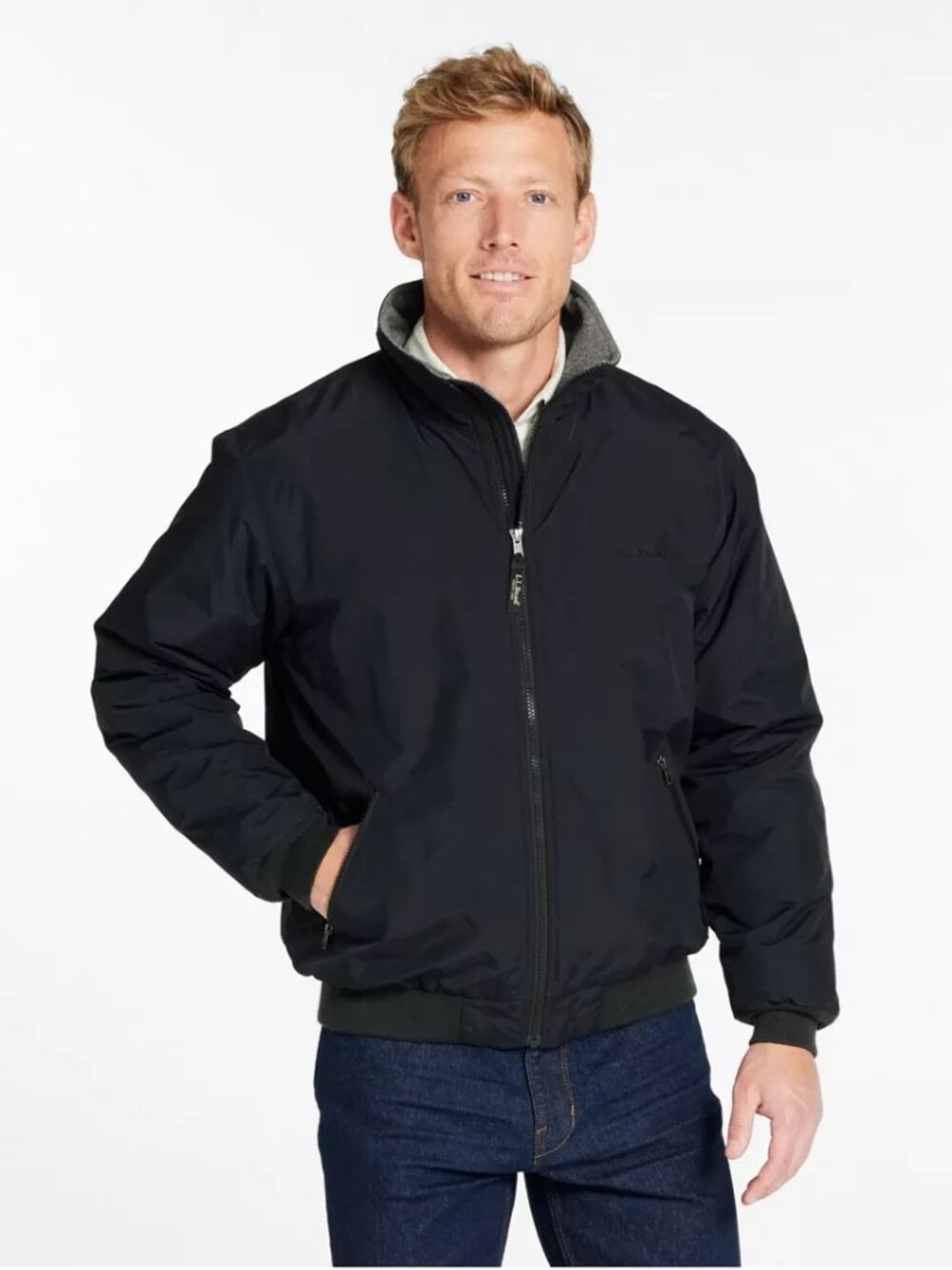 L.L.Bean Warm-Up Jacket Fleece Lined (Black)